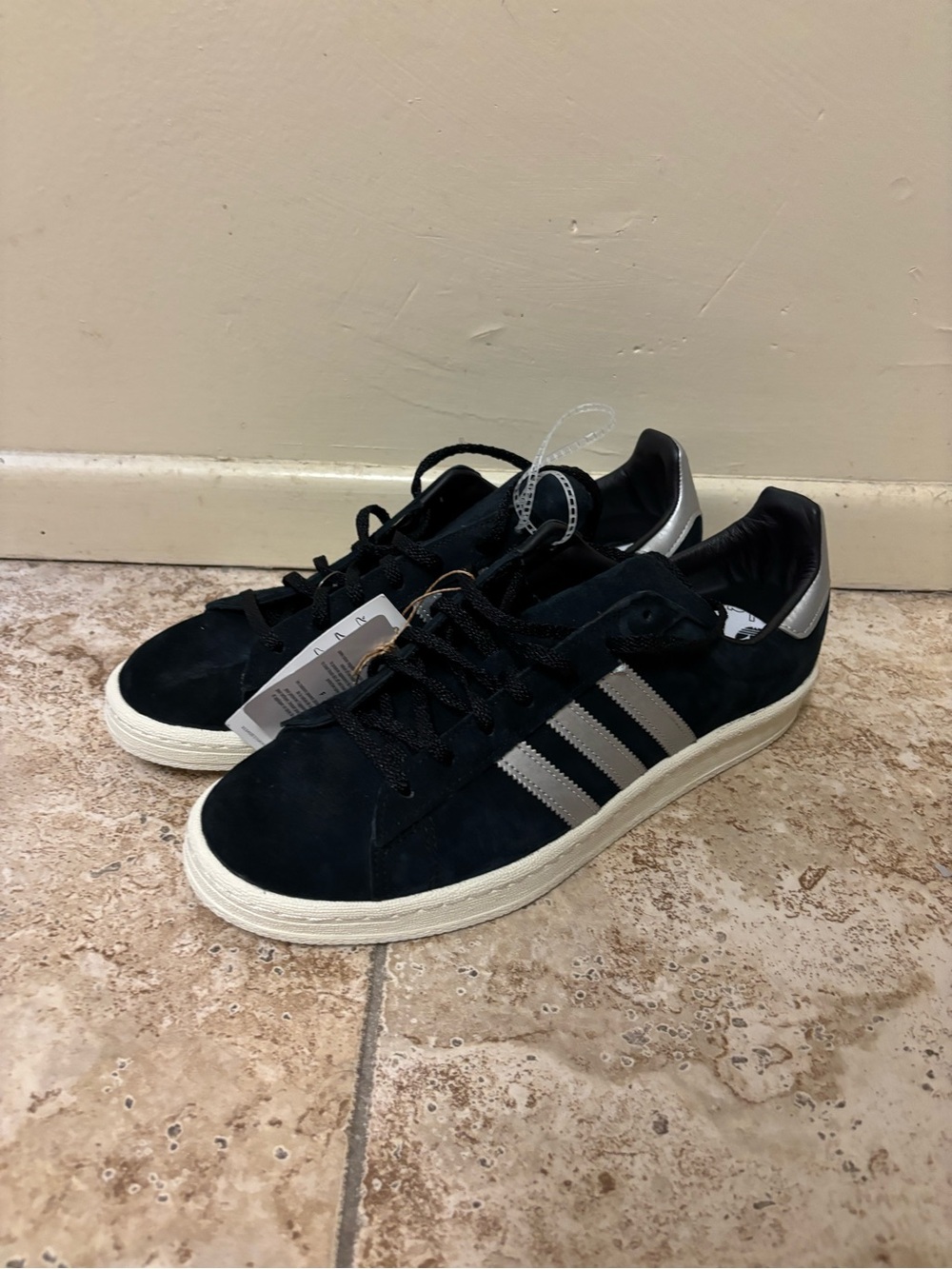 Adidas Originals Campus 80s Black White Suede Shoes GX7330 Men's Size 10